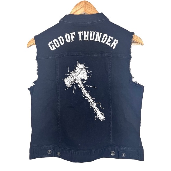 Her Universe Marvel Avengers Thor God Of Thunder Girls Denim Vest Size Small - Picture 6 of 10